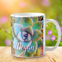 Turquoise green cactus photo monogram name script