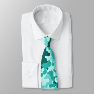 Turquoise Green Camo Neck Tie
