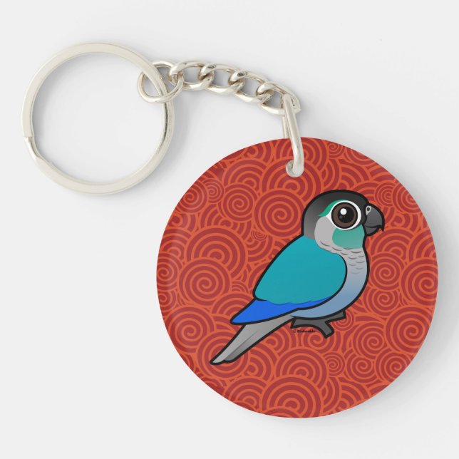 Turquoise Green-cheeked Conure Key Ring (Front)