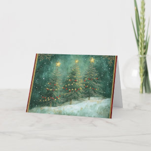 Turquoise Green Christmas with Gold Accents Card