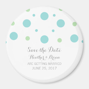 Turquoise Green Confetti Save the Date Magnet