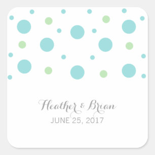 Turquoise Green Confetti Wedding Stickers