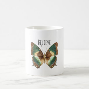Turquoise Green Cream Butterfly Coffee Mug