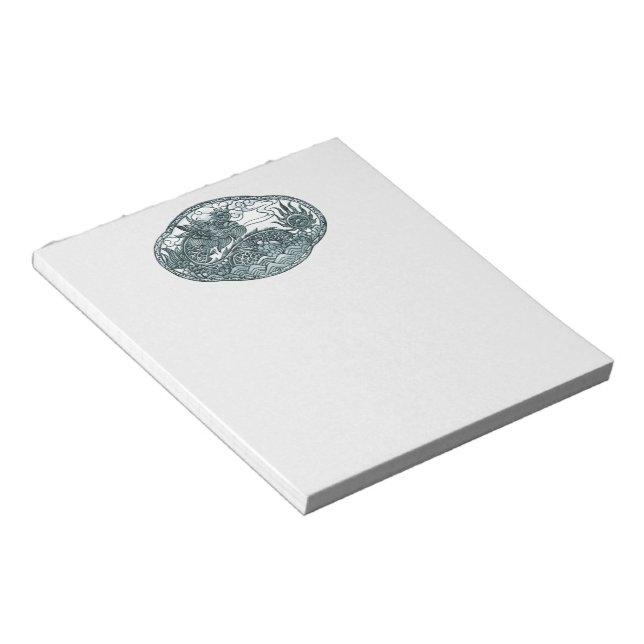 Turquoise Green Dragon Medallion Notepad (Angled)