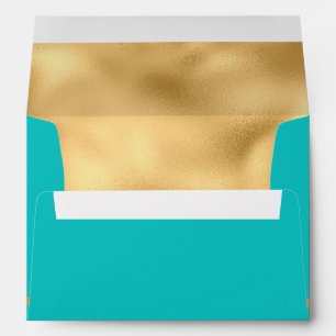 Turquoise Green & Gold Wedding Envelope
