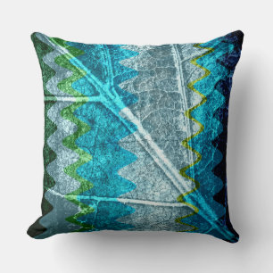 Turquoise Green Grey Abstract Cushion