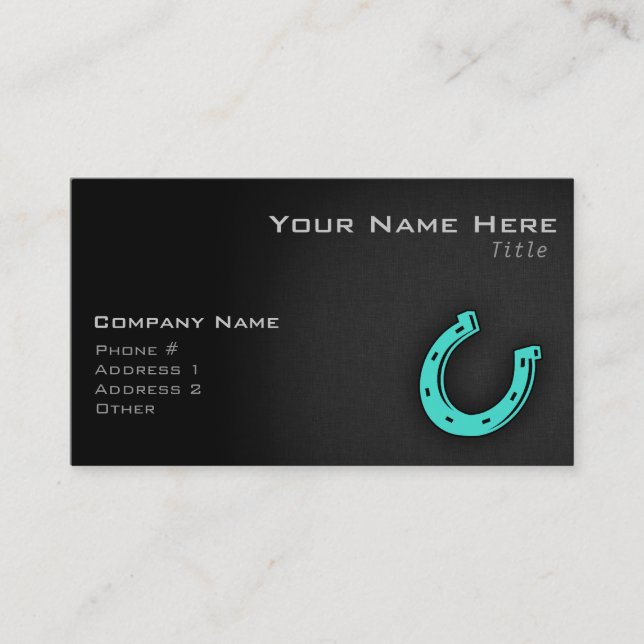 Turquoise Green Horseshoe Business Card (Front)