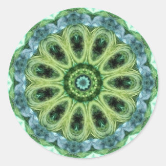 turquoise green kaleidoscope classic round sticker