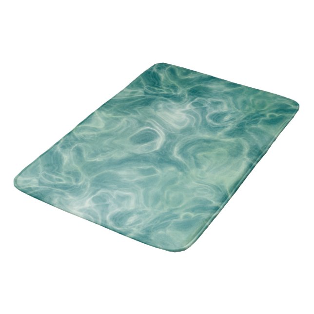 Turquoise Green Marble Abstract Bath Mat (Angled)