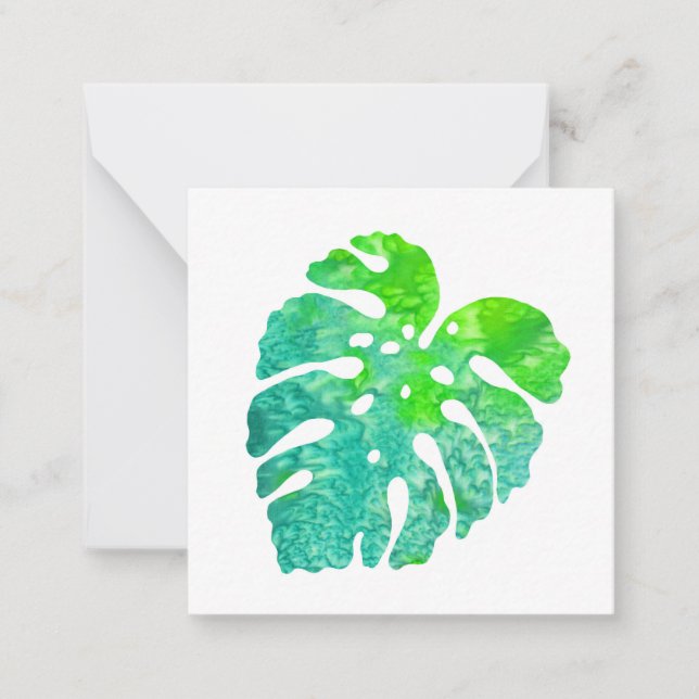 Turquoise Green Monstera Leaf Card (Front)