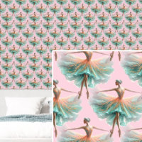 Turquoise Green & Orange Ballerinas on Pink