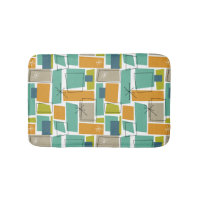 Turquoise Green Orange Funky Squares Mid Century