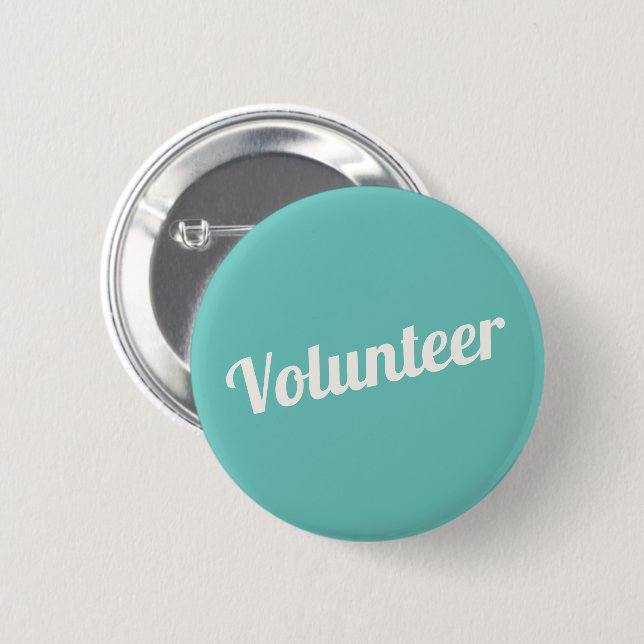 Turquoise Green Pin-back Volunteer Buttons (Front & Back)