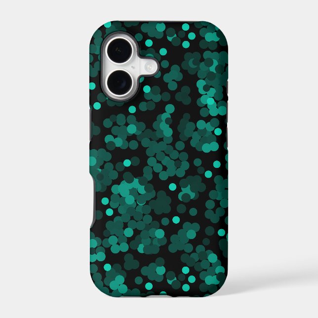 Turquoise green polka dot pattern on black (Back)