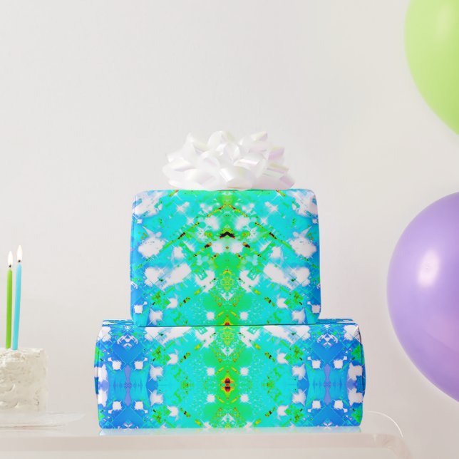 Turquoise & Green Print Wrapping Paper (Party Gifts)
