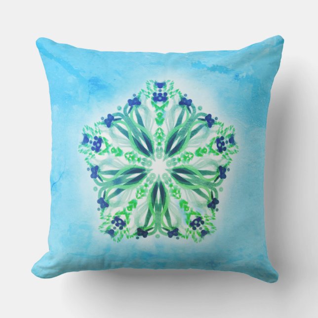 *~* Turquoise Green & Star Mandala Cushion (Front)