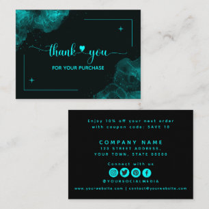 Turquoise Green Thank You For Your Order Enclosure Card