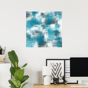 Turquoise Grey Abstract Poster