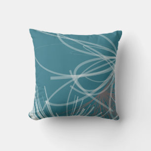 Turquoise & Grey Abstract Ribbon Design Cushion