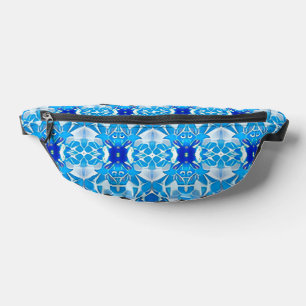 Turquoise, Grey and Cobalt Blue Tile Pattern Bum Bags