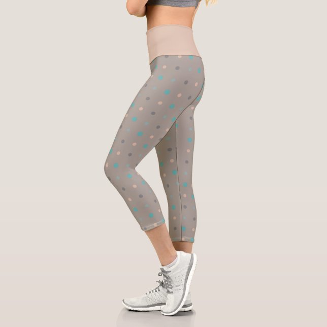 Turquoise, grey and Peach Capri Leggings (Left)