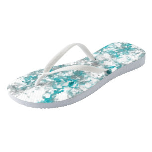 Turquoise grey and white marble texture jandals