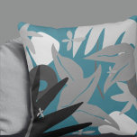 Turquoise & Grey Artistic Abstract Leaves Cushion<br><div class="desc">Modern throw pillow features an artistic abstract leaf design in a turquoise and grey colour palette with black accents. This abstract composition is built on combinations of organic leaves and flowers, which are overlapped and interlaced to form a stylish organic pattern. The grey design elements with black accents compliment the...</div>