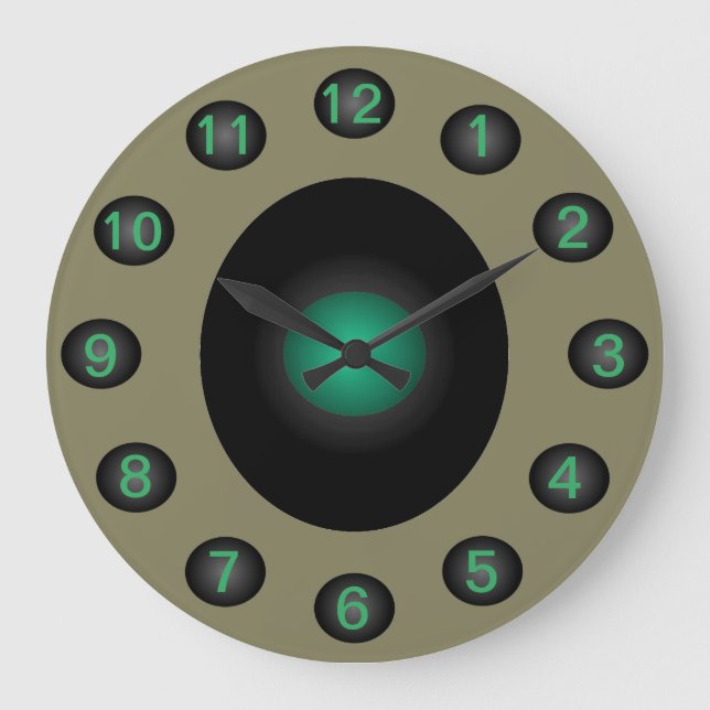 Turquoise Grey Modern Home Designer Contemporary Large Clock (Front)