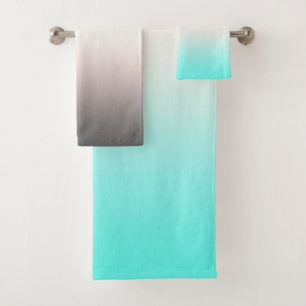 Turquoise grey Ombre Bath Towel Set
