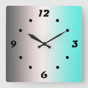 Turquoise grey Ombre Square Wall Clock