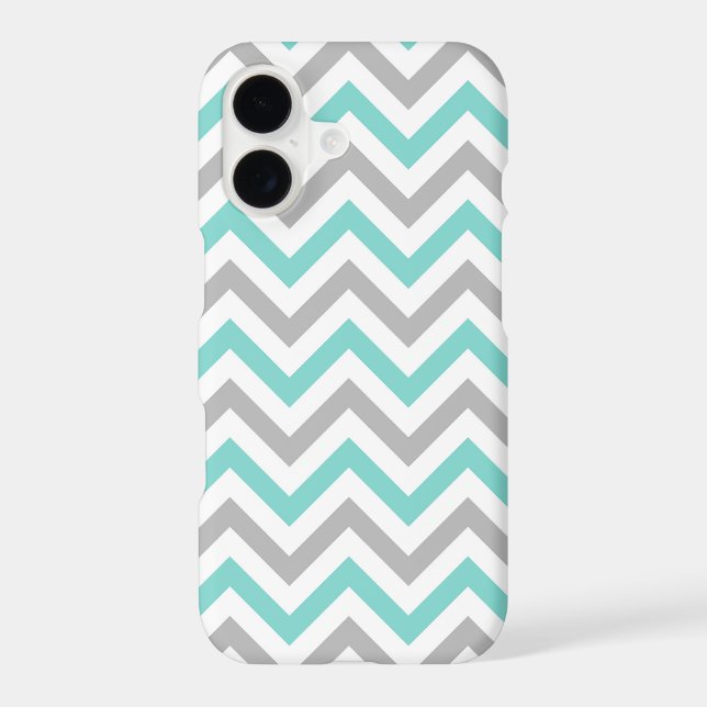 Turquoise, Grey, Wht Large Chevron ZigZag Pattern (Back)