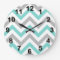 Turquoise, Grey, Wht Large Chevron ZigZag Pattern