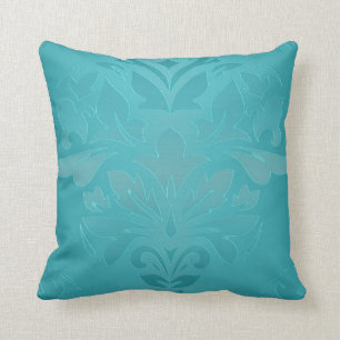 Turquoise Grunge Damask Cushion