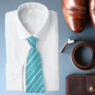 Turquoise Grunge Stripe Dot Pattern Stylish Tie