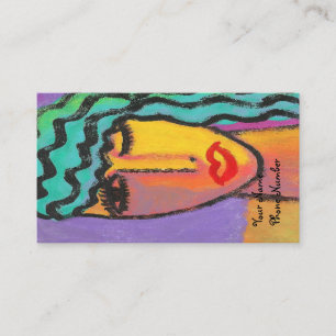 Turquoise Hair Abstract Portrait of a Woman Business Card