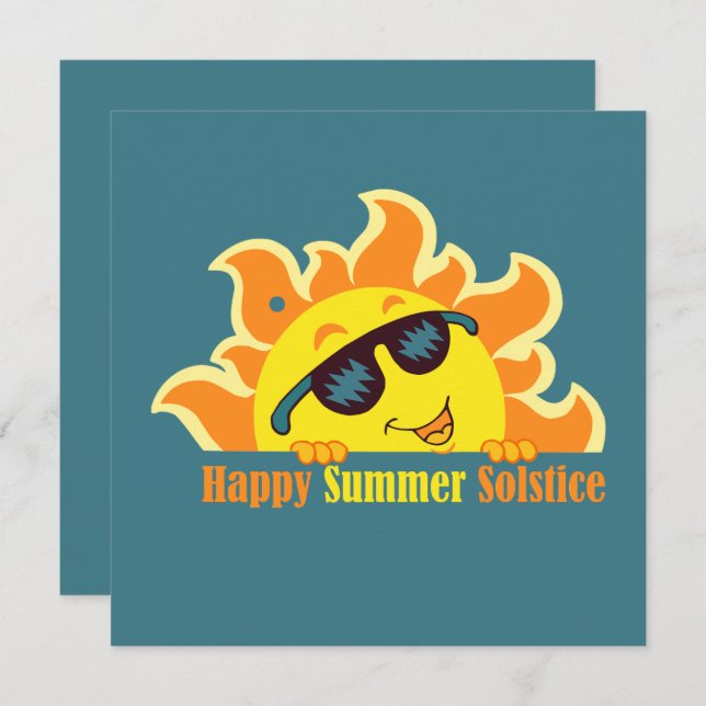 Turquoise happy summer solstice 2024 card (Front/Back)