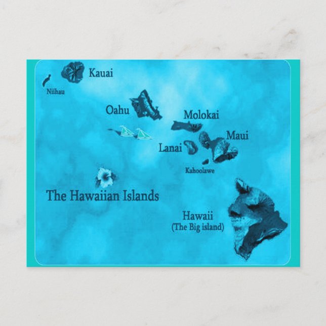 Turquoise Hawaiian island map postcard (Front)