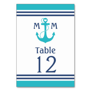Turquoise Heart Anchor Table Number