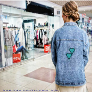 Turquoise Heart & Arrow Denim Jacket