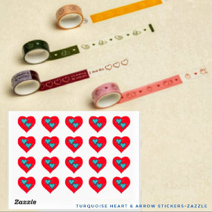 Turquoise Heart & Arrow Sticker