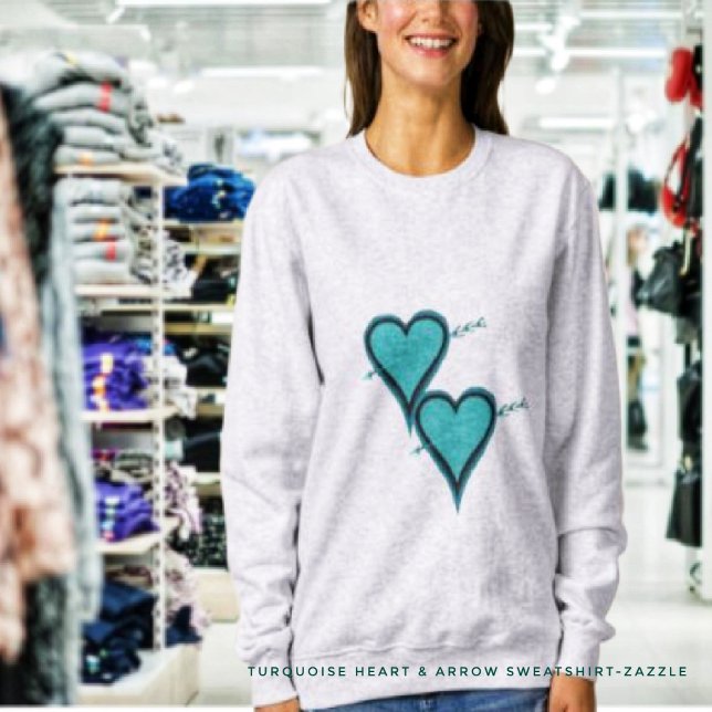 Turquoise Heart & Arrow Sweatshirt (Creator Uploaded)