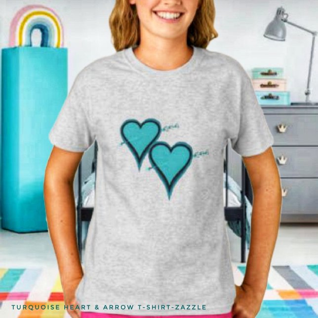 Turquoise Heart & Arrow T-Shirt (Creator Uploaded)