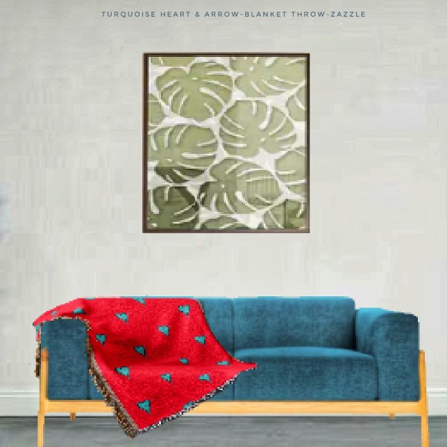 Turquoise Heart & Arrow Throw Blanket (Creator Uploaded)