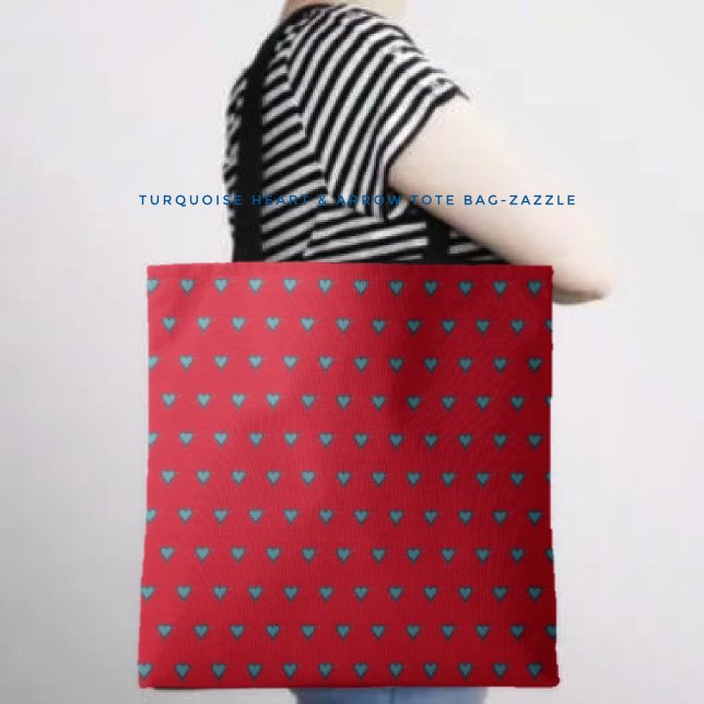 Turquoise Heart & Arrow Tote Bag (Creator Uploaded)