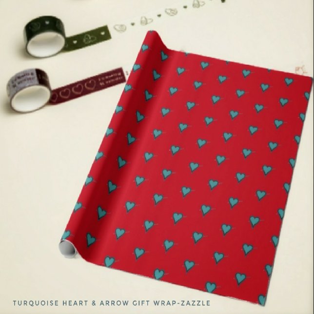 Turquoise Heart & Arrow Wrapping Paper (Creator Uploaded)