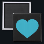 Turquoise heart magnet<br><div class="desc">This magnet features a shapely turquoise heart on a black background. Click "Customise" to re-size/re-position turquoise heart,  change background colour,  and/or add personalised text. Choose font style,  colour,  and size. A personalised heart magnet is a great engagement,  wedding,  anniversary or valentine's party favour or save-the-date.</div>