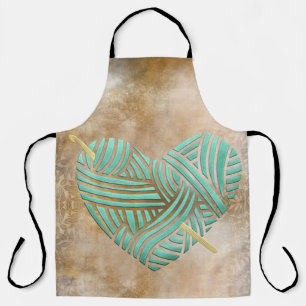 Turquoise Heart on Vintage Decoupage Apron