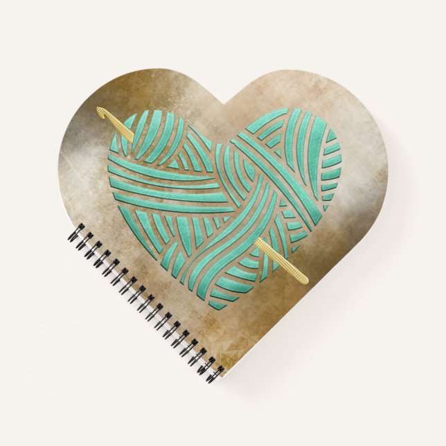 Turquoise Heart on Vintage Decoupage  Notebook (Front)