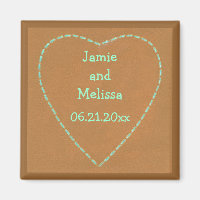 Turquoise Heart Save the date Wedding Magnets
