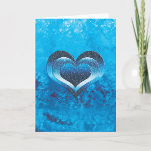 Turquoise heart valentine blue holiday card
